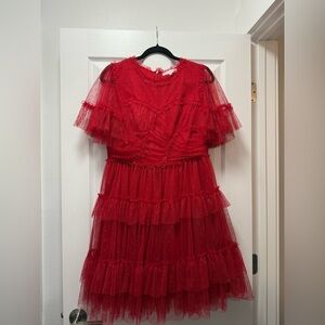 Ivy City Co Whimsical Dress in Red Short
